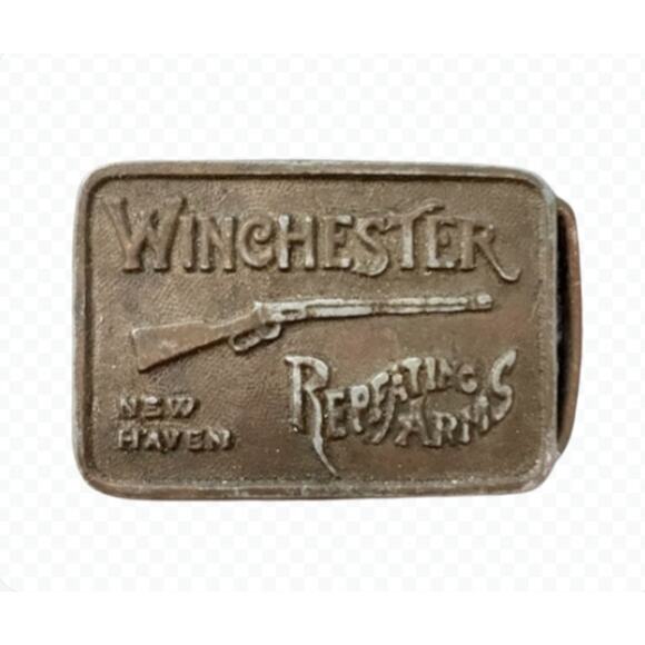 Vintage Winchester Repeating Arms Rifle Belt Buckle New Haven Conn - Picture 1 of 4